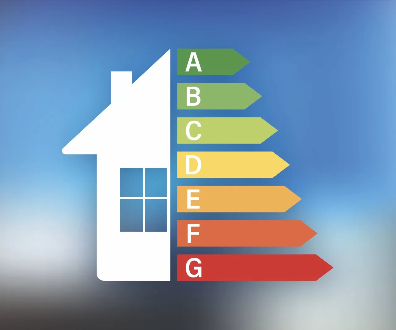 Energy efficiency chart and house icon