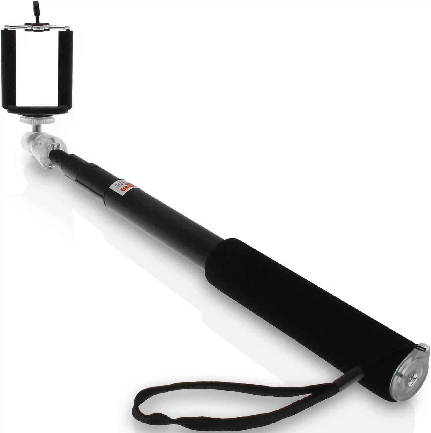 iGadgitz U3093 - Extendable Telescopic Handheld Self Portrait Selfie Monopod Stick with Adjustable Phone Holder and Wrist Strap (Suitable for most Mobile Phones and Digital Cameras) - Black